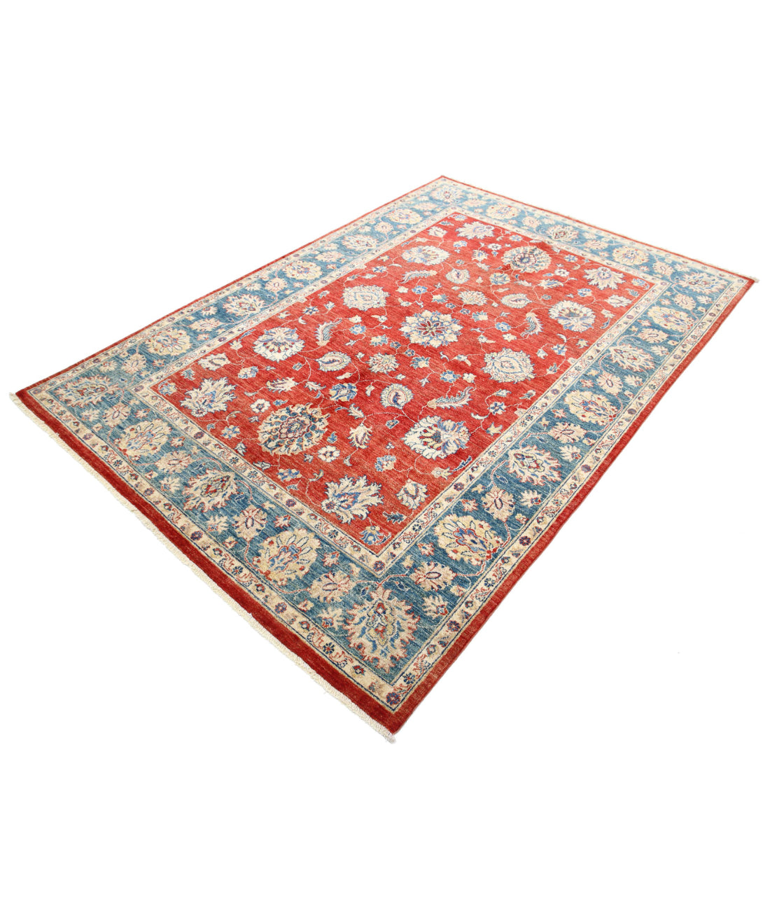 Ziegler 5'5'' X 7'10'' Hand-Knotted Wool Rug 5'5'' x 7'10'' (163 X 235) / Red / Blue