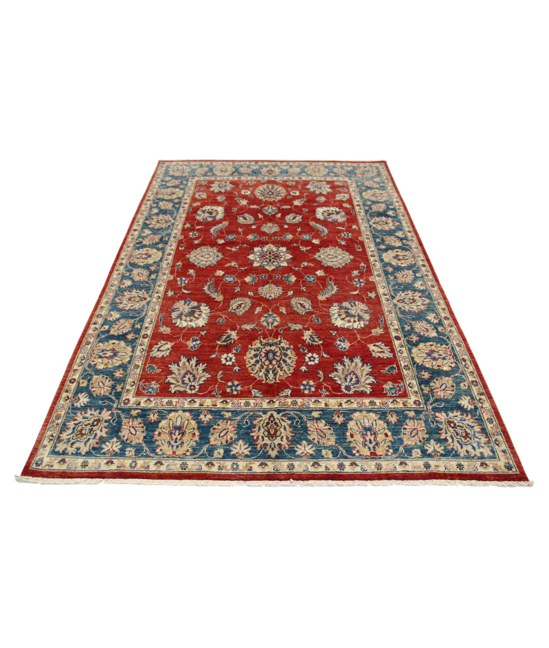 Ziegler 5'5'' X 7'10'' Hand-Knotted Wool Rug 5'5'' x 7'10'' (163 X 235) / Red / Blue