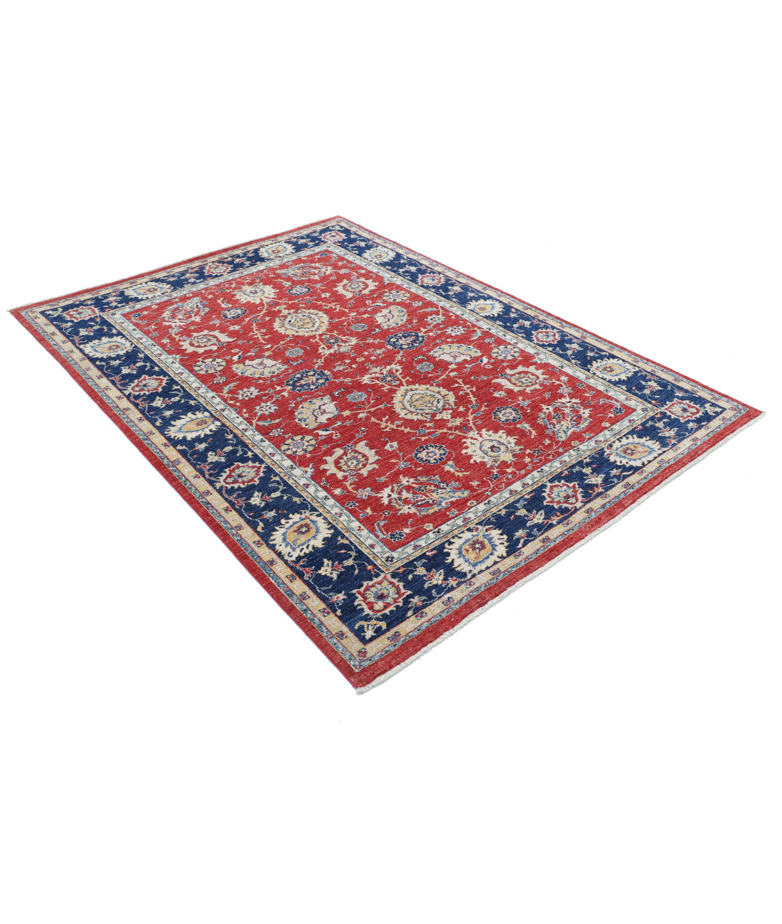 Ziegler 5'5'' X 7'4'' Hand-Knotted Wool Rug 5'5'' x 7'4'' (163 X 220) / Red / Blue