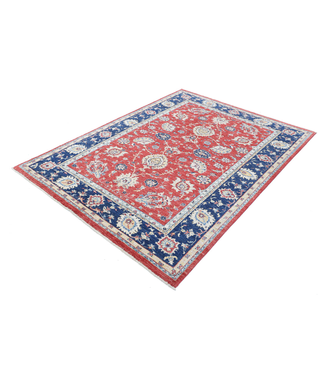 Ziegler 5'5'' X 7'4'' Hand-Knotted Wool Rug 5'5'' x 7'4'' (163 X 220) / Red / Blue