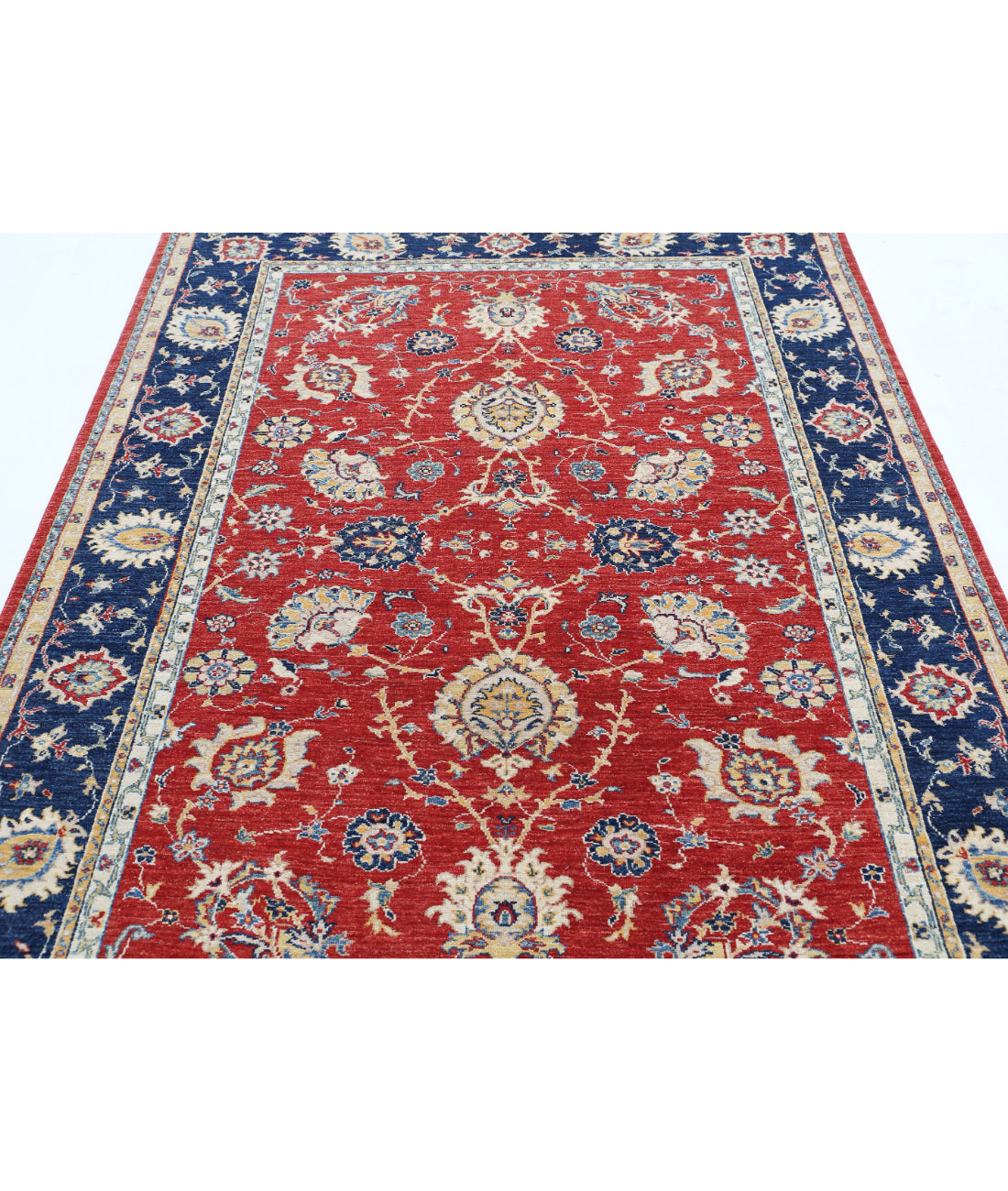 Ziegler 5'5'' X 7'4'' Hand-Knotted Wool Rug 5'5'' x 7'4'' (163 X 220) / Red / Blue