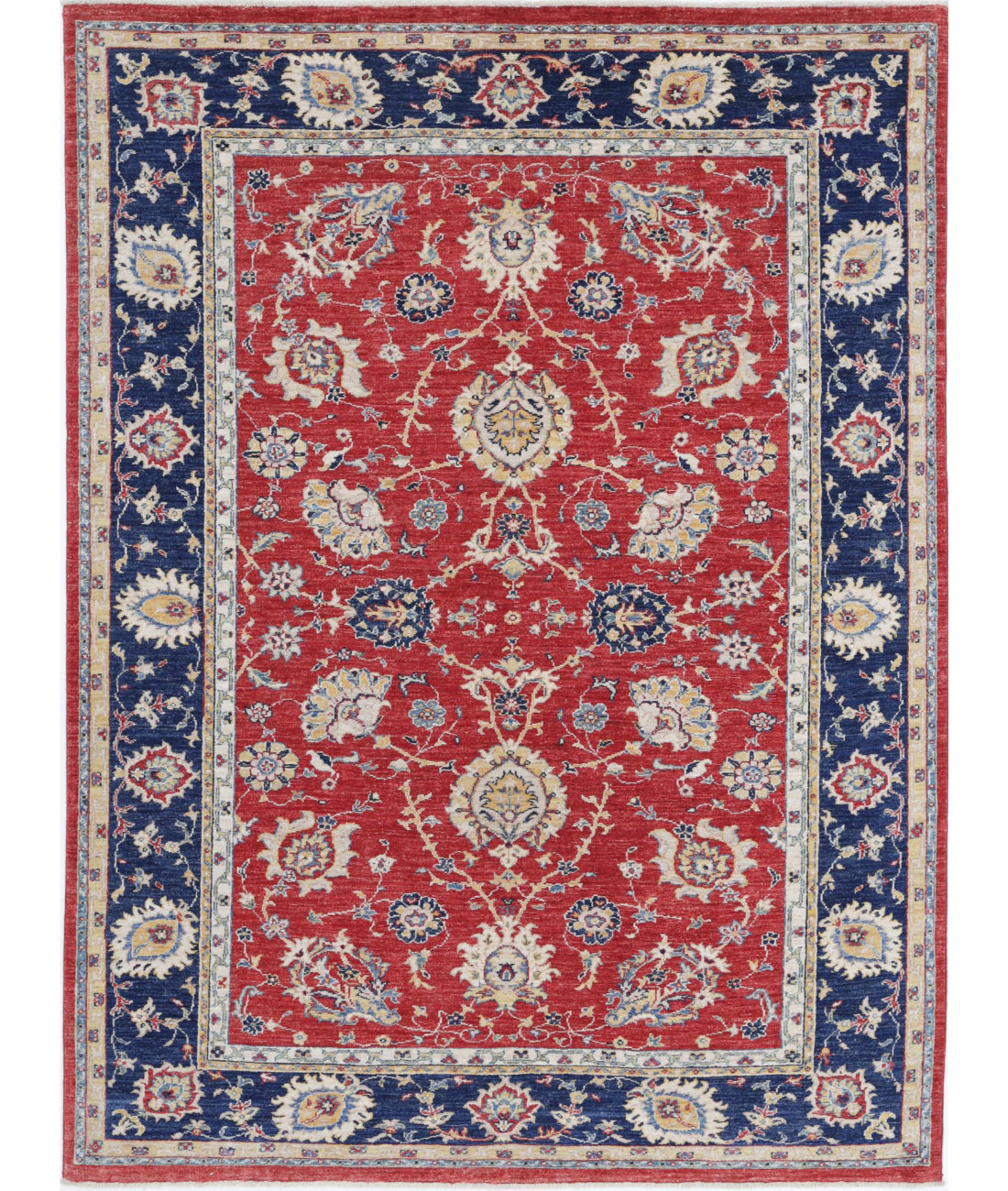 Ziegler 5'5'' X 7'4'' Hand-Knotted Wool Rug 5'5'' x 7'4'' (163 X 220) / Red / Blue