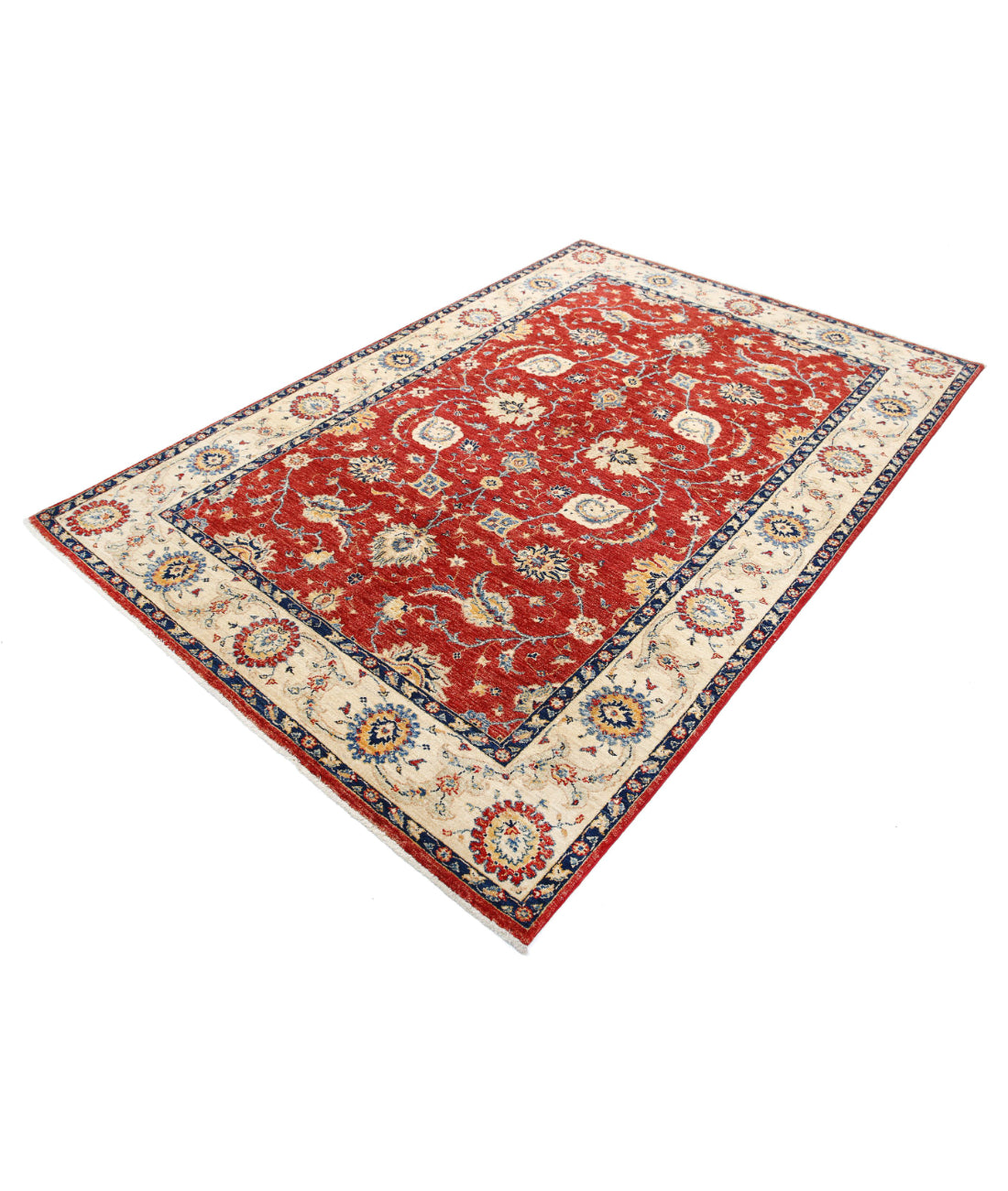 Ziegler 5'6'' X 8'3'' Hand-Knotted Wool Rug 5'6'' x 8'3'' (165 X 248) / Red / Ivory