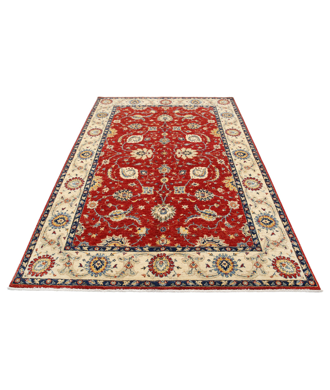 Ziegler 5'6'' X 8'3'' Hand-Knotted Wool Rug 5'6'' x 8'3'' (165 X 248) / Red / Ivory