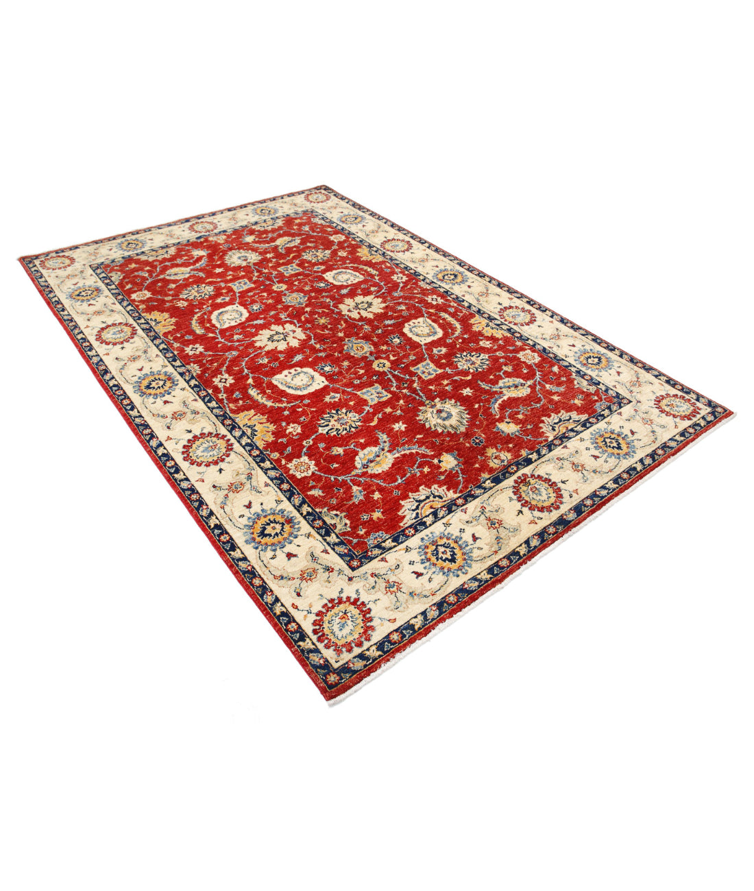 Ziegler 5'6'' X 8'3'' Hand-Knotted Wool Rug 5'6'' x 8'3'' (165 X 248) / Red / Ivory