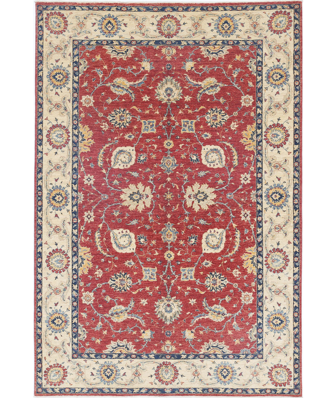 Ziegler 5'6'' X 8'3'' Hand-Knotted Wool Rug 5'6'' x 8'3'' (165 X 248) / Red / Ivory