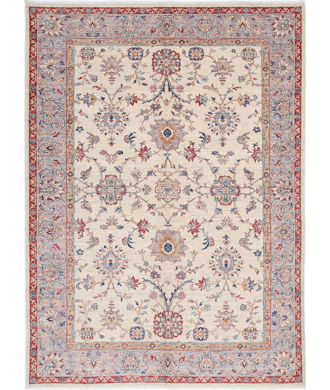 Ziegler 5'7'' X 7'8'' Hand-Knotted Wool Rug 5'7'' x 7'8'' (168 X 230) / Ivory / Grey