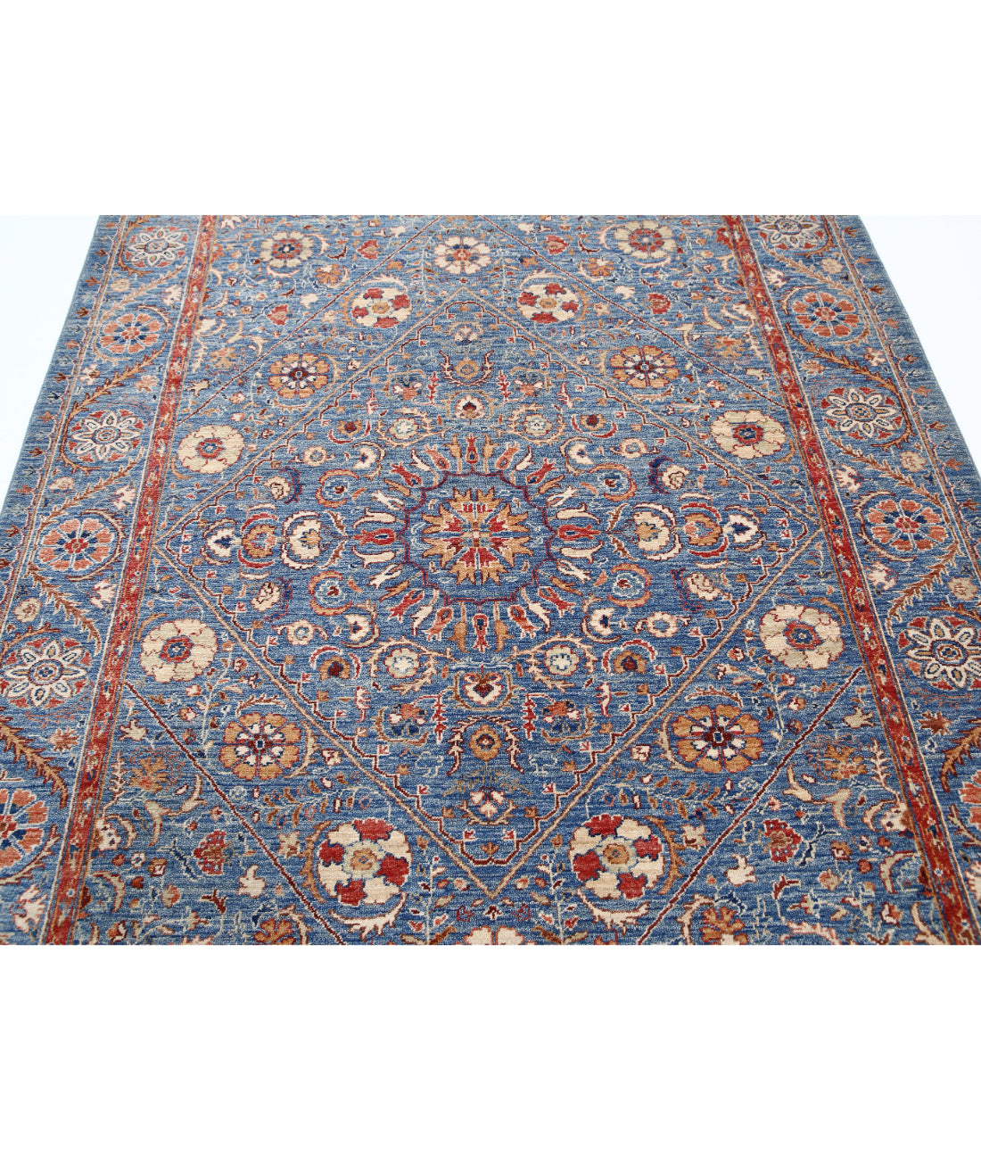 Suzani 5'8'' X 7'10'' Hand-Knotted Wool Rug 5'8'' x 7'10'' (170 X 235) / Blue / Blue