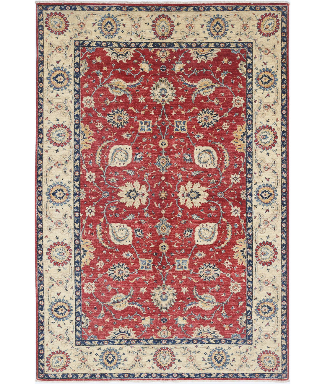 Ziegler 5'7'' X 8'6'' Hand-Knotted Wool Rug 5'7'' x 8'6'' (168 X 255) / Red / Ivory