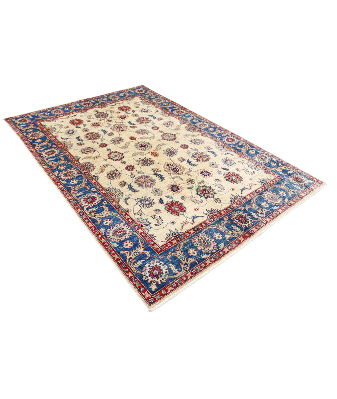 Ziegler 5'8'' X 7'10'' Hand-Knotted Wool Rug 5'8'' x 7'10'' (170 X 235) / Ivory / Blue