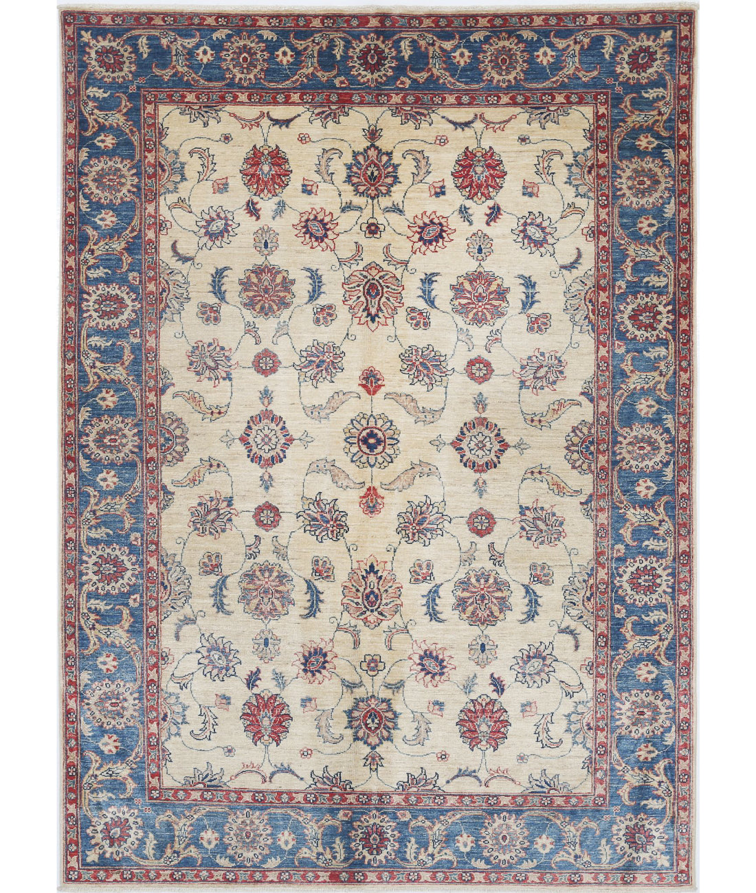 Ziegler 5'8'' X 7'10'' Hand-Knotted Wool Rug 5'8'' x 7'10'' (170 X 235) / Ivory / Blue