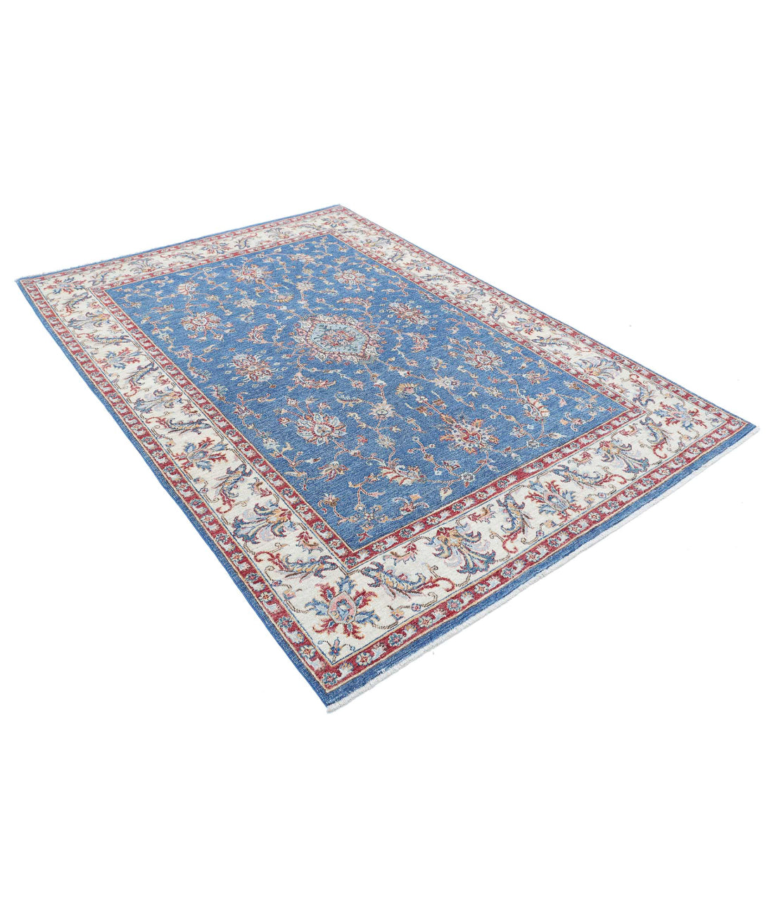 Ziegler 5'8'' X 7'11'' Hand-Knotted Wool Rug 5'8'' x 7'11'' (170 X 238) / Blue / Ivory