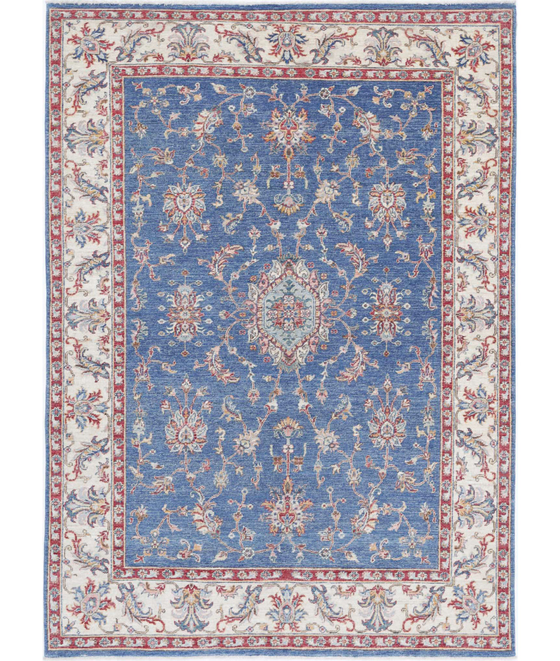 Ziegler 5'8'' X 7'11'' Hand-Knotted Wool Rug 5'8'' x 7'11'' (170 X 238) / Blue / Ivory