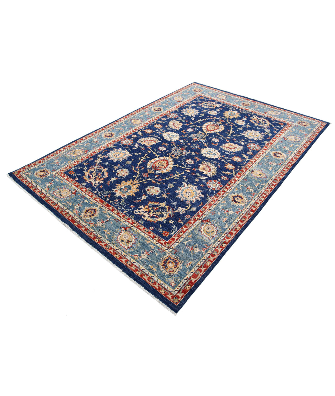 Ziegler 5'7'' X 8'1'' Hand-Knotted Wool Rug 5'7'' x 8'1'' (168 X 243) / Blue / Blue