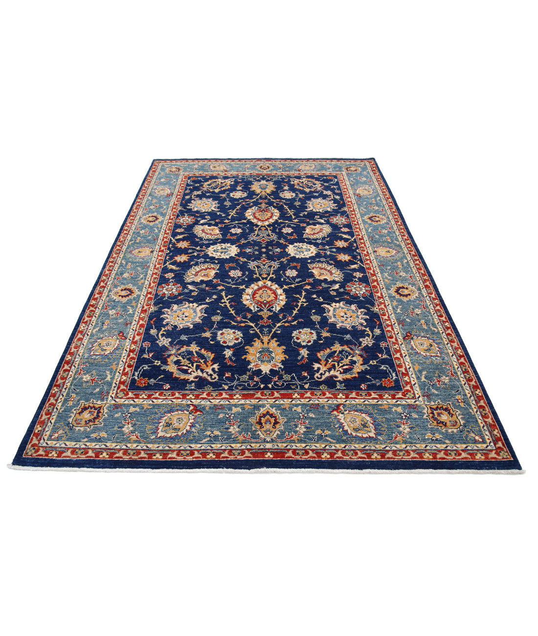 Ziegler 5'7'' X 8'1'' Hand-Knotted Wool Rug 5'7'' x 8'1'' (168 X 243) / Blue / Blue