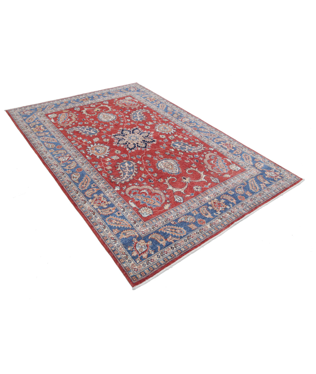 Ziegler 5'6'' X 7'11'' Hand-Knotted Wool Rug 5'6'' x 7'11'' (165 X 238) / Red / Blue