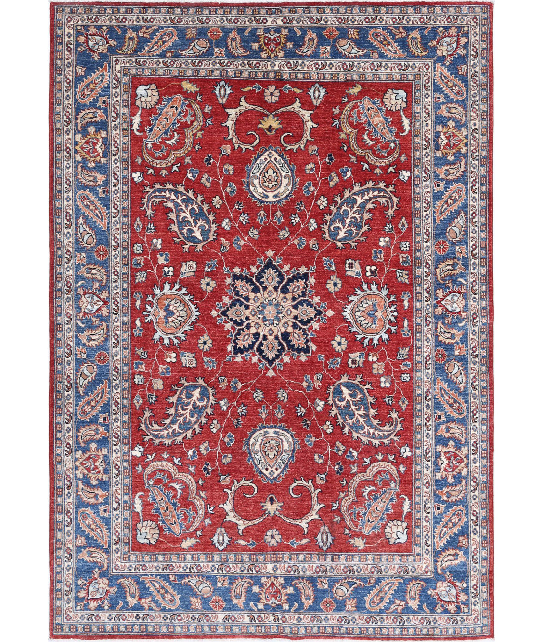 Ziegler 5'6'' X 7'11'' Hand-Knotted Wool Rug 5'6'' x 7'11'' (165 X 238) / Red / Blue