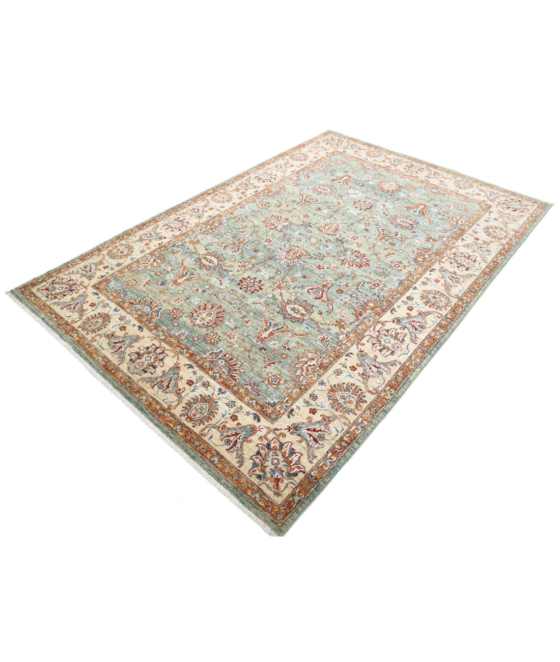 Ziegler 5'6'' X 8'2'' Hand-Knotted Wool Rug 5'6'' x 8'2'' (165 X 245) / Green / Brown