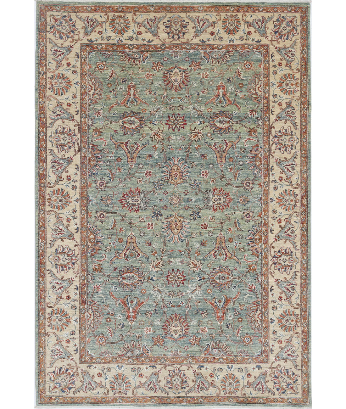 Ziegler 5'6'' X 8'2'' Hand-Knotted Wool Rug 5'6'' x 8'2'' (165 X 245) / Green / Brown