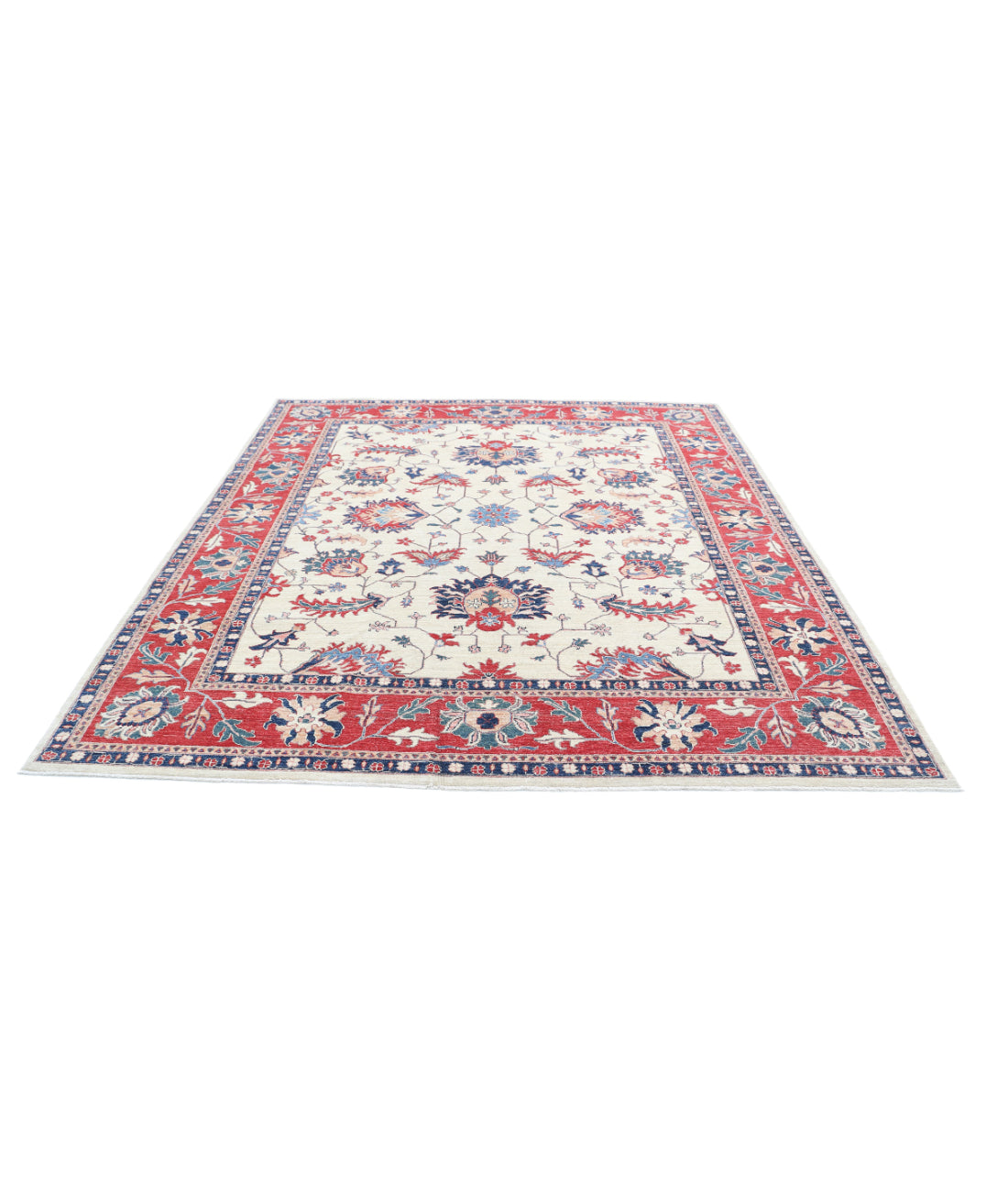 Ziegler 8'1'' X 9'1'' Hand-Knotted Wool Rug 8'1'' x 9'1'' (243 X 273) / Ivory / Red