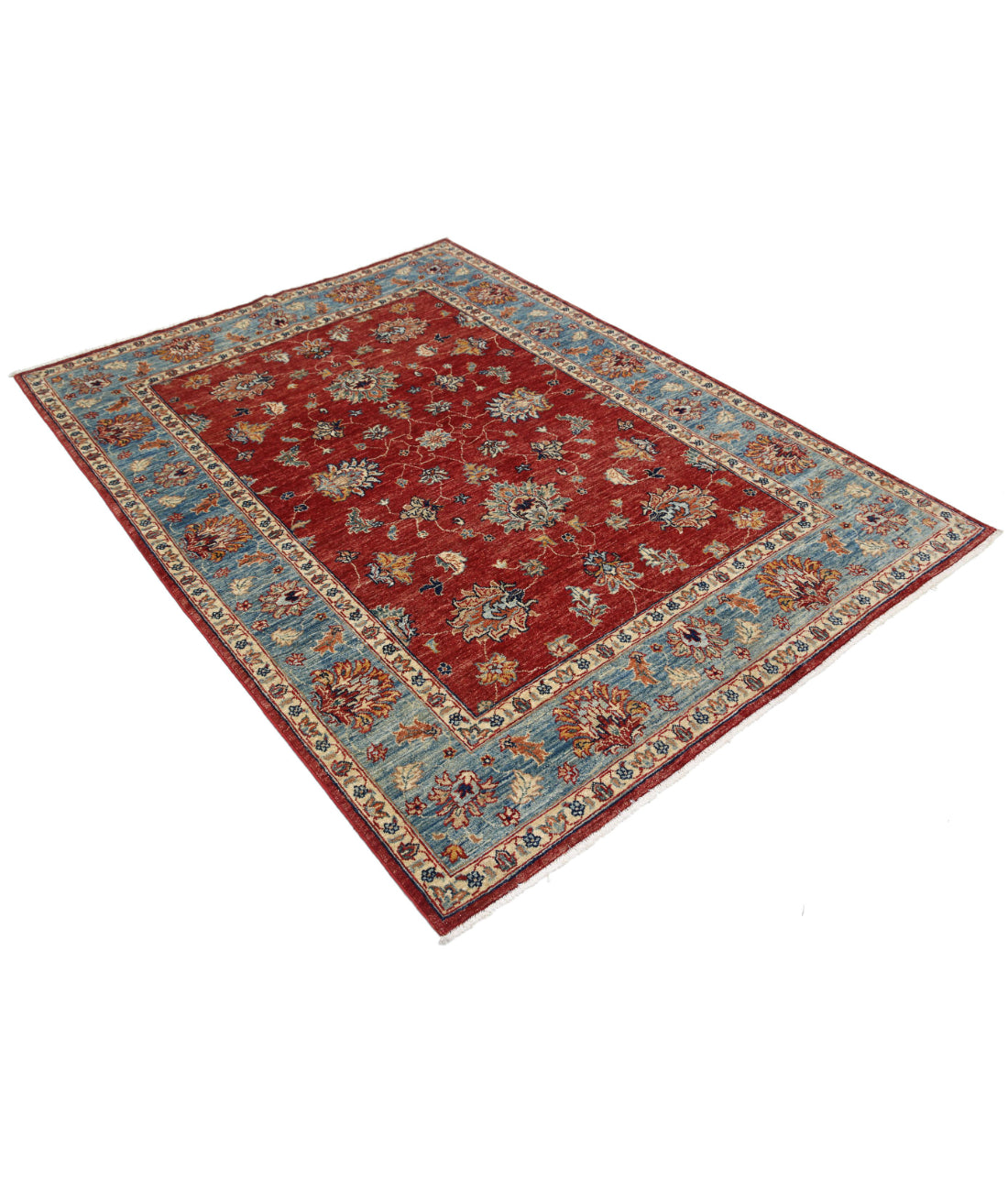 Ziegler 4'11'' X 6'5'' Hand-Knotted Wool Rug 4'11'' x 6'5'' (148 X 193) / Red / Blue