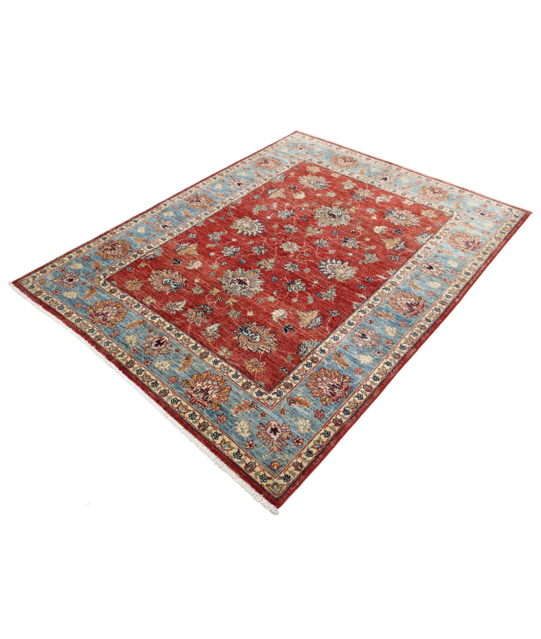 Ziegler 4'11'' X 6'5'' Hand-Knotted Wool Rug 4'11'' x 6'5'' (148 X 193) / Red / Blue