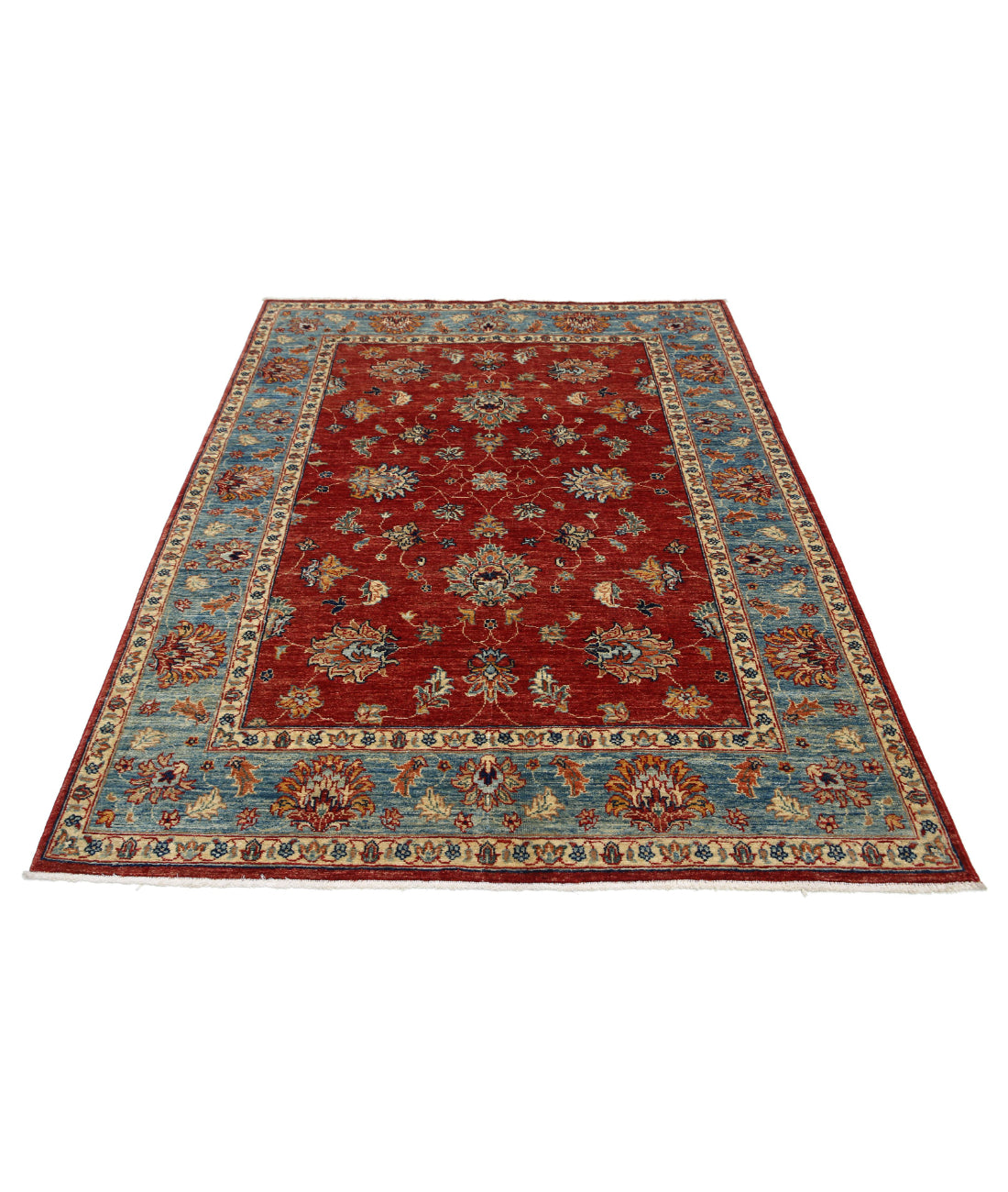 Ziegler 4'11'' X 6'5'' Hand-Knotted Wool Rug 4'11'' x 6'5'' (148 X 193) / Red / Blue