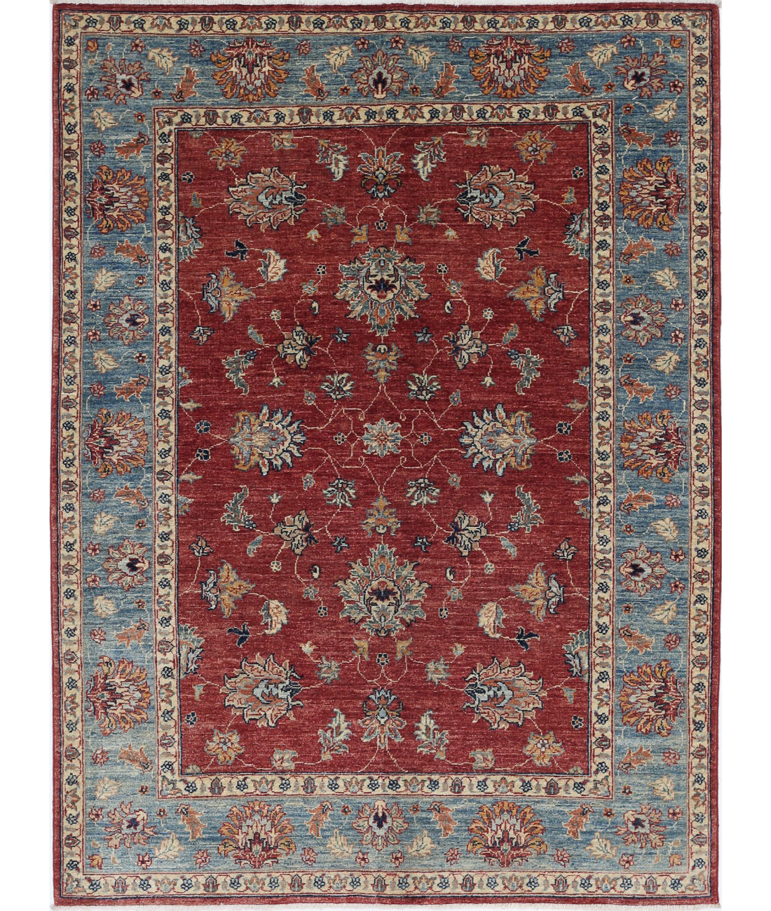 Ziegler 4'11'' X 6'5'' Hand-Knotted Wool Rug 4'11'' x 6'5'' (148 X 193) / Red / Blue