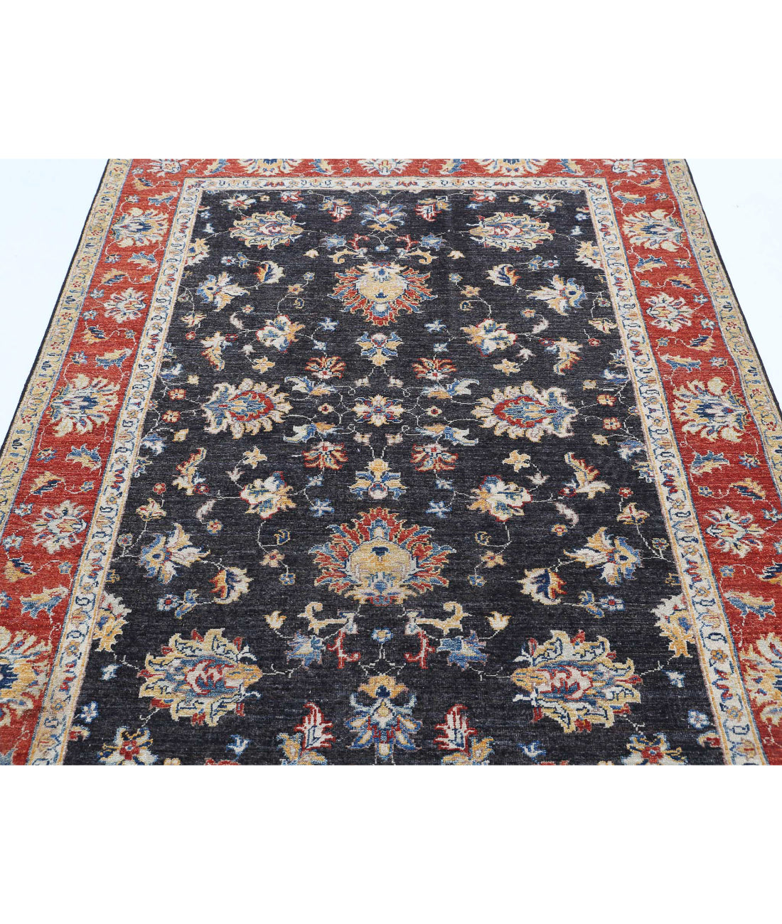 Ziegler 4'9'' X 6'11'' Hand-Knotted Wool Rug 4'9'' x 6'11'' (143 X 208) / Black / Red