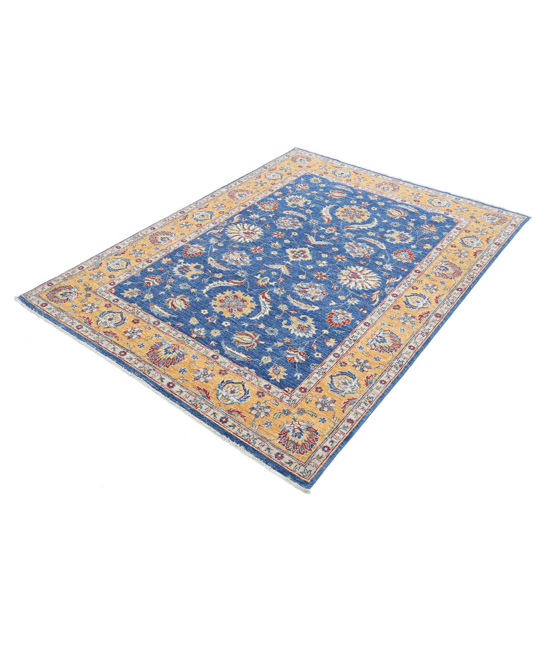 Ziegler 4'11'' X 6'7'' Hand-Knotted Wool Rug 4'11'' x 6'7'' (148 X 198) / Blue / Gold