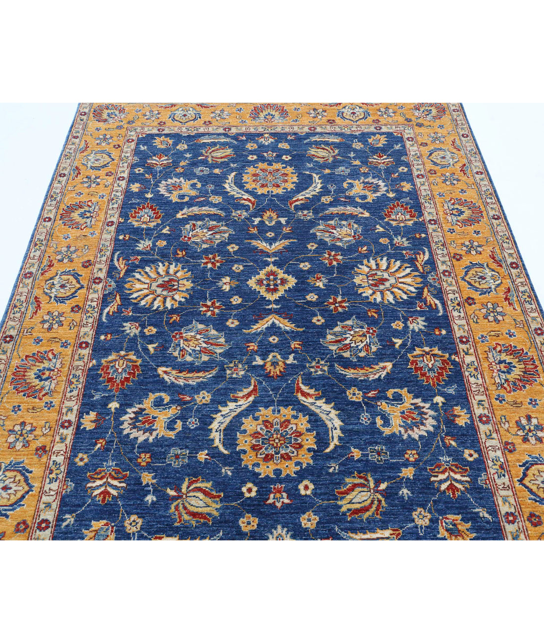 Ziegler 4'11'' X 6'7'' Hand-Knotted Wool Rug 4'11'' x 6'7'' (148 X 198) / Blue / Gold