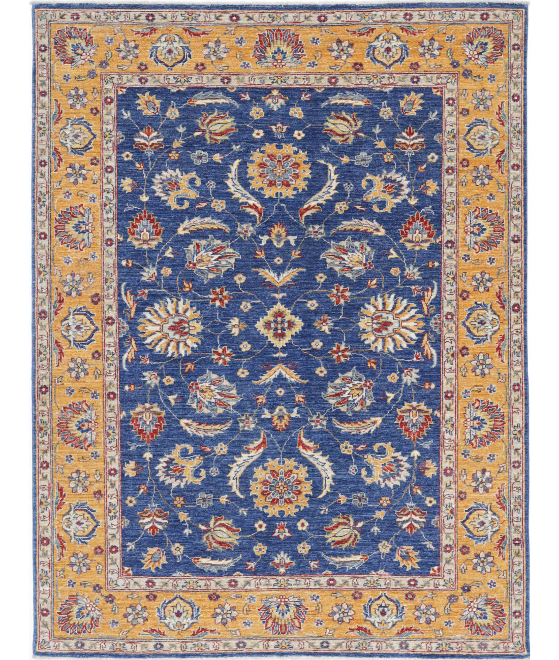 Ziegler 4'11'' X 6'7'' Hand-Knotted Wool Rug 4'11'' x 6'7'' (148 X 198) / Blue / Gold