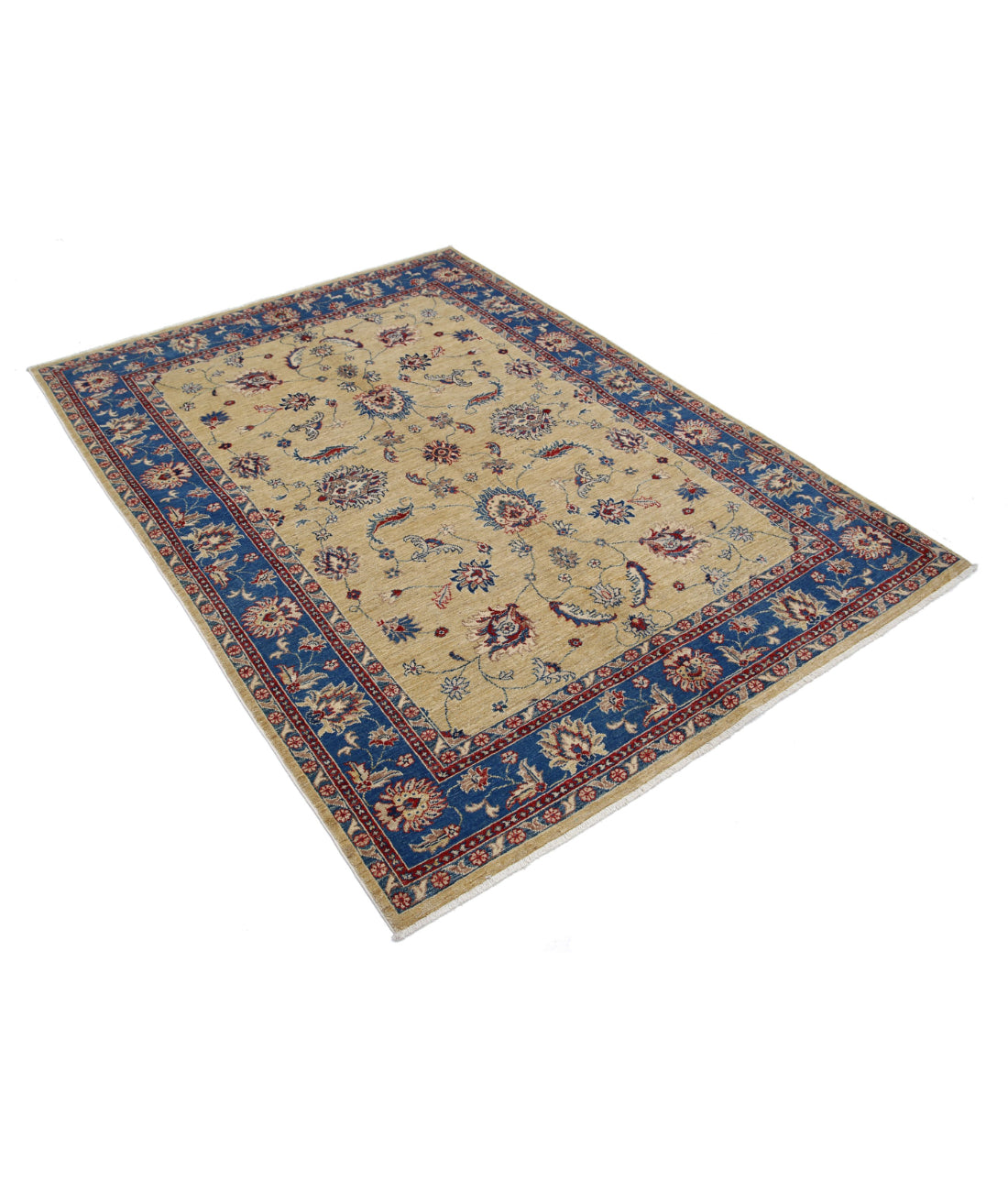 Ziegler 4'9'' X 6'7'' Hand-Knotted Wool Rug 4'9'' x 6'7'' (143 X 198) / Gold / Blue