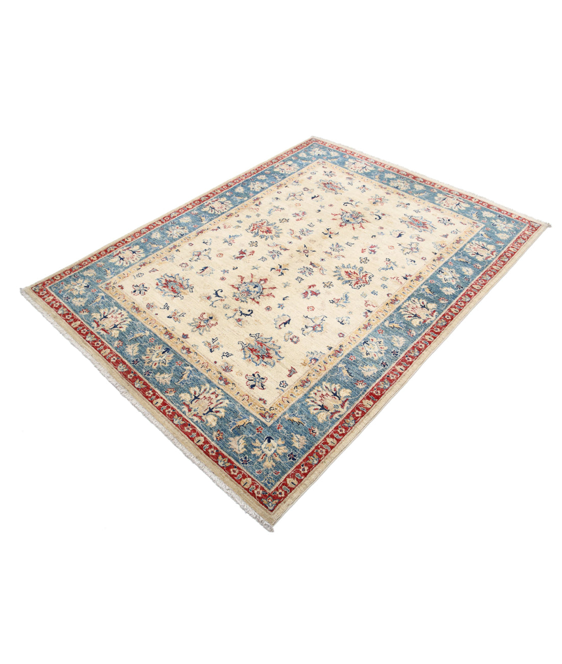 Ziegler 4'11'' X 6'7'' Hand-Knotted Wool Rug 4'11'' x 6'7'' (148 X 198) / Ivory / Blue