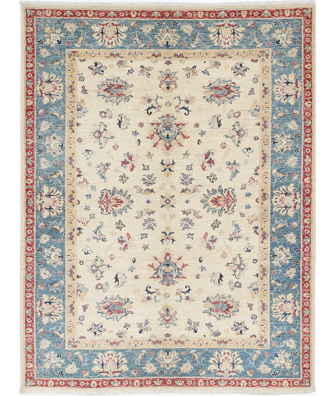 Ziegler 4'11'' X 6'7'' Hand-Knotted Wool Rug 4'11'' x 6'7'' (148 X 198) / Ivory / Blue