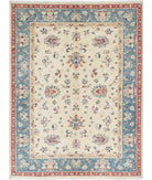 Ziegler 4'11'' X 6'7'' Hand-Knotted Wool Rug 4'11'' x 6'7'' (148 X 198) / Ivory / Blue