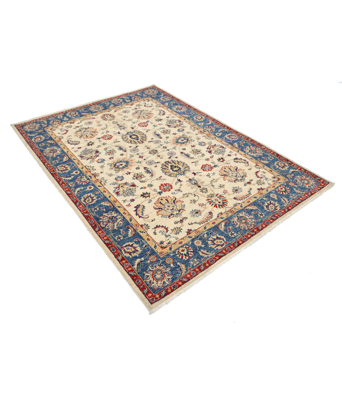 Ziegler 4'10'' X 6'7'' Hand-Knotted Wool Rug 4'10'' x 6'7'' (145 X 198) / Ivory / Blue