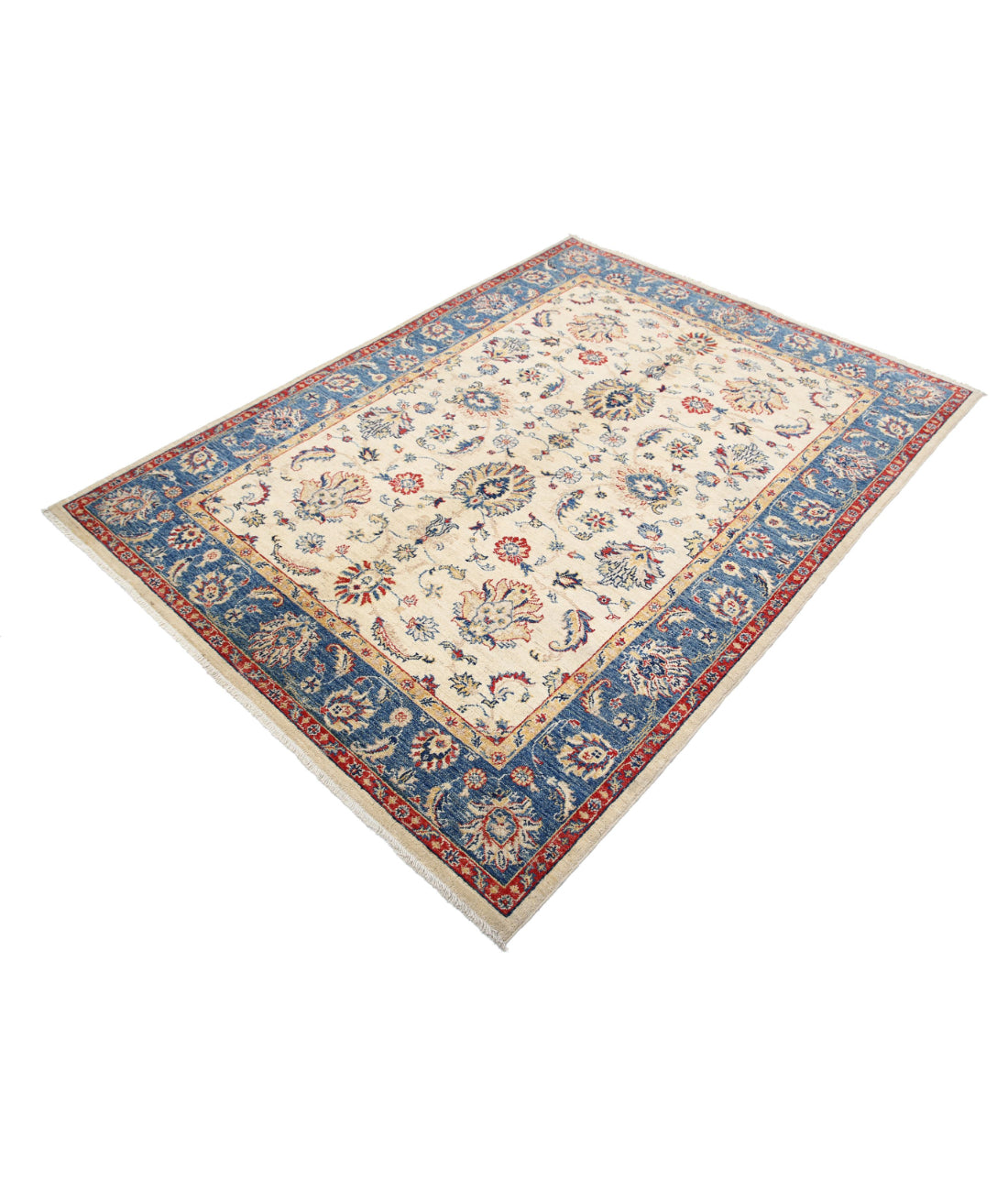 Ziegler 4'10'' X 6'7'' Hand-Knotted Wool Rug 4'10'' x 6'7'' (145 X 198) / Ivory / Blue