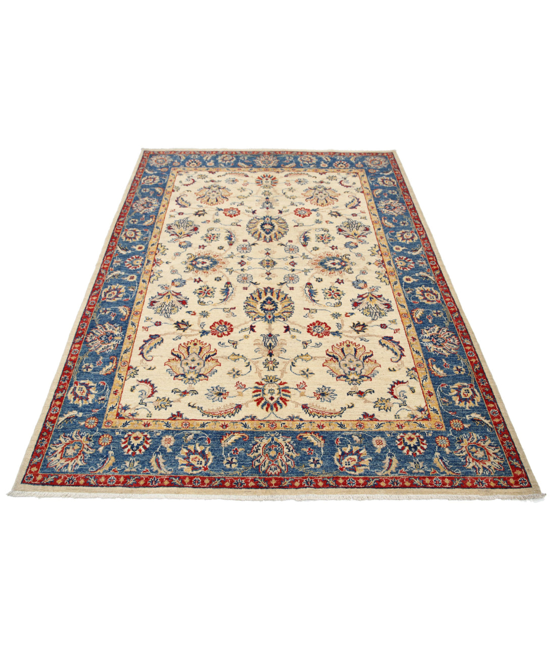 Ziegler 4'10'' X 6'7'' Hand-Knotted Wool Rug 4'10'' x 6'7'' (145 X 198) / Ivory / Blue