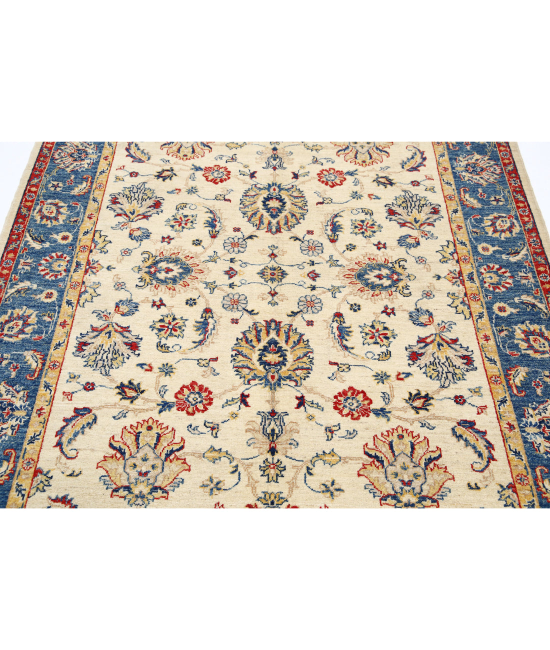 Ziegler 4'10'' X 6'7'' Hand-Knotted Wool Rug 4'10'' x 6'7'' (145 X 198) / Ivory / Blue