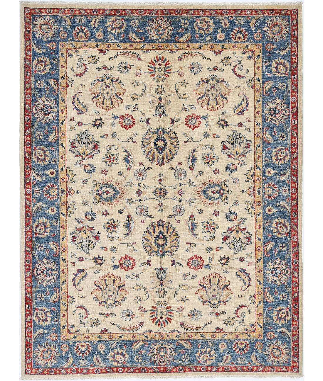 Ziegler 4'10'' X 6'7'' Hand-Knotted Wool Rug 4'10'' x 6'7'' (145 X 198) / Ivory / Blue