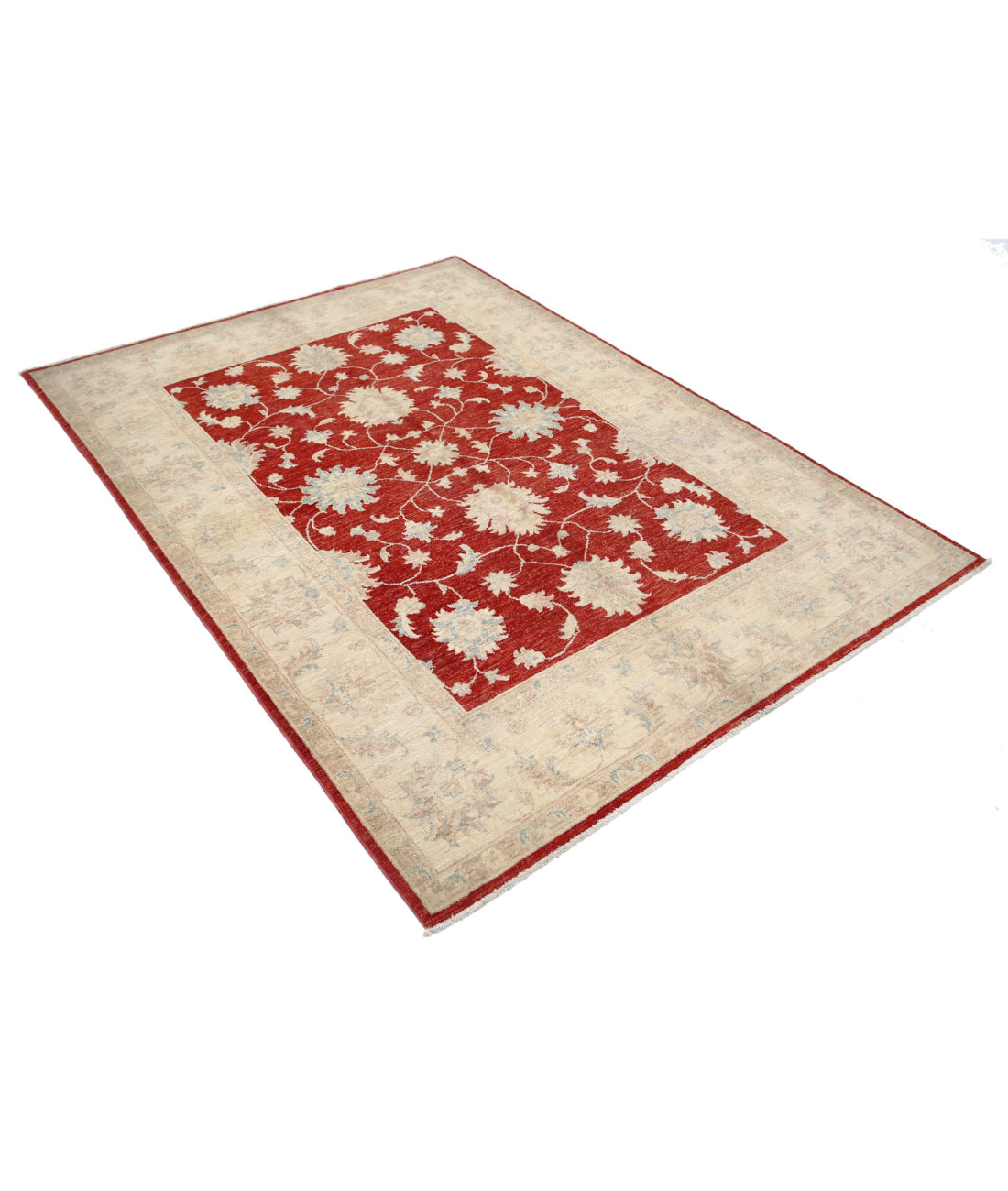 Ziegler 5'0'' X 6'9'' Hand-Knotted Wool Rug 5'0'' x 6'9'' (150 X 203) / Red / Ivory