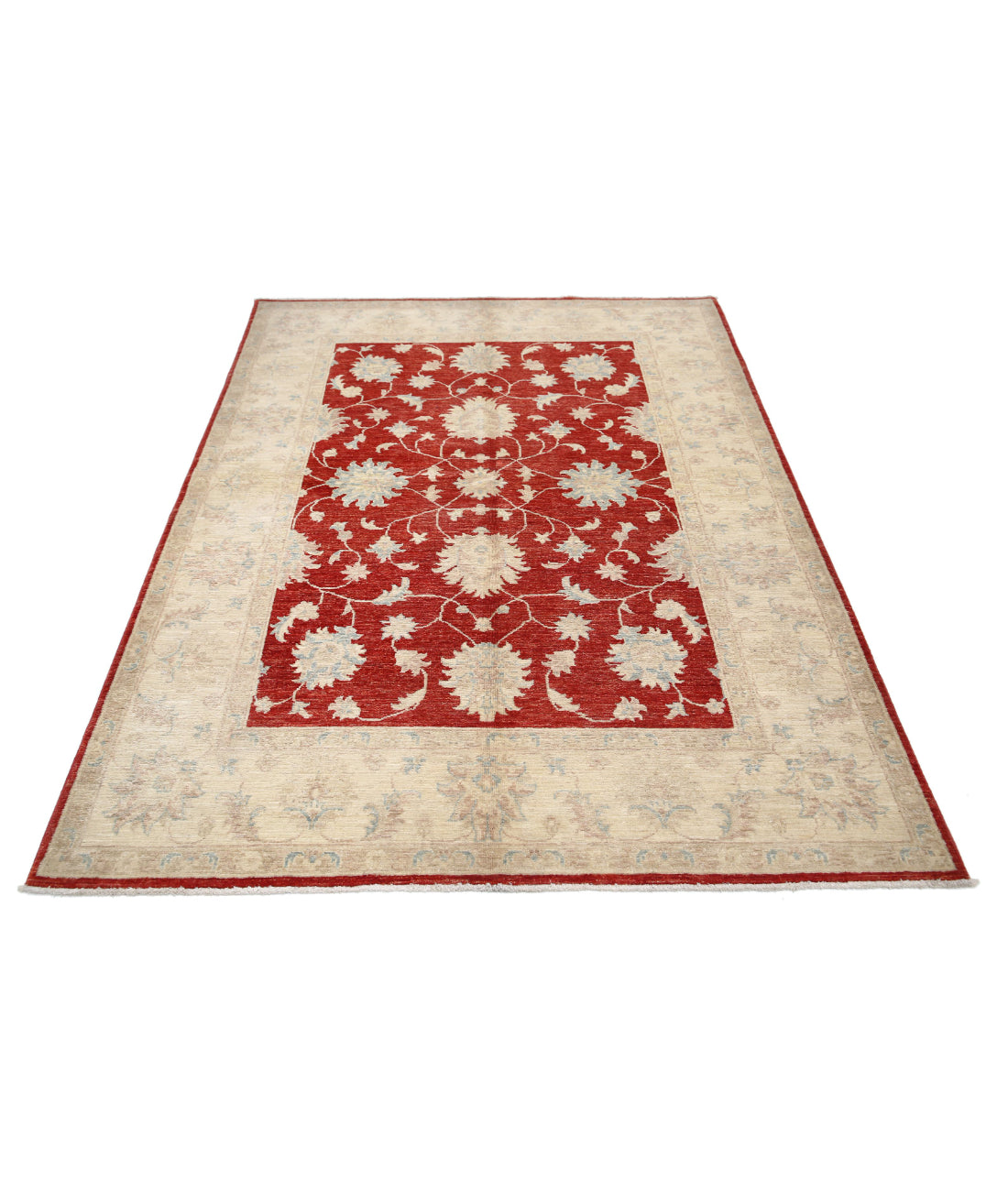 Ziegler 5'0'' X 6'9'' Hand-Knotted Wool Rug 5'0'' x 6'9'' (150 X 203) / Red / Ivory