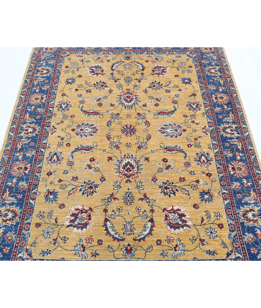 Ziegler 4'10'' X 6'5'' Hand-Knotted Wool Rug 4'10'' x 6'5'' (145 X 193) / Gold / Blue