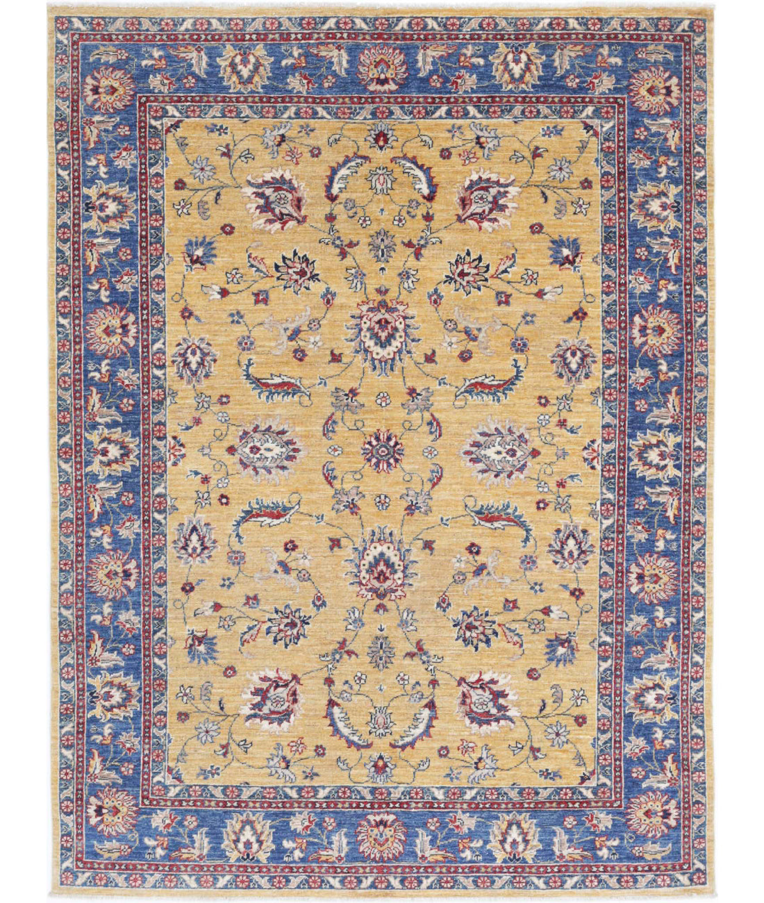 Ziegler 4'10'' X 6'5'' Hand-Knotted Wool Rug 4'10'' x 6'5'' (145 X 193) / Gold / Blue