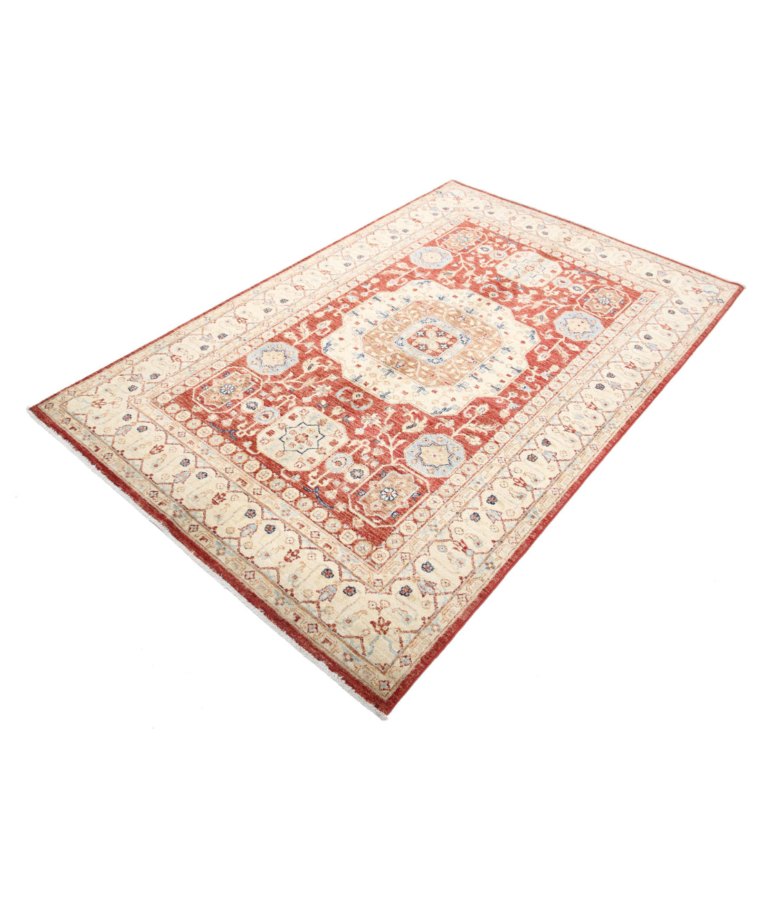 Ziegler 4'7'' X 7'0'' Hand-Knotted Wool Rug 4'7'' x 7'0'' (138 X 210) / Red / Ivory