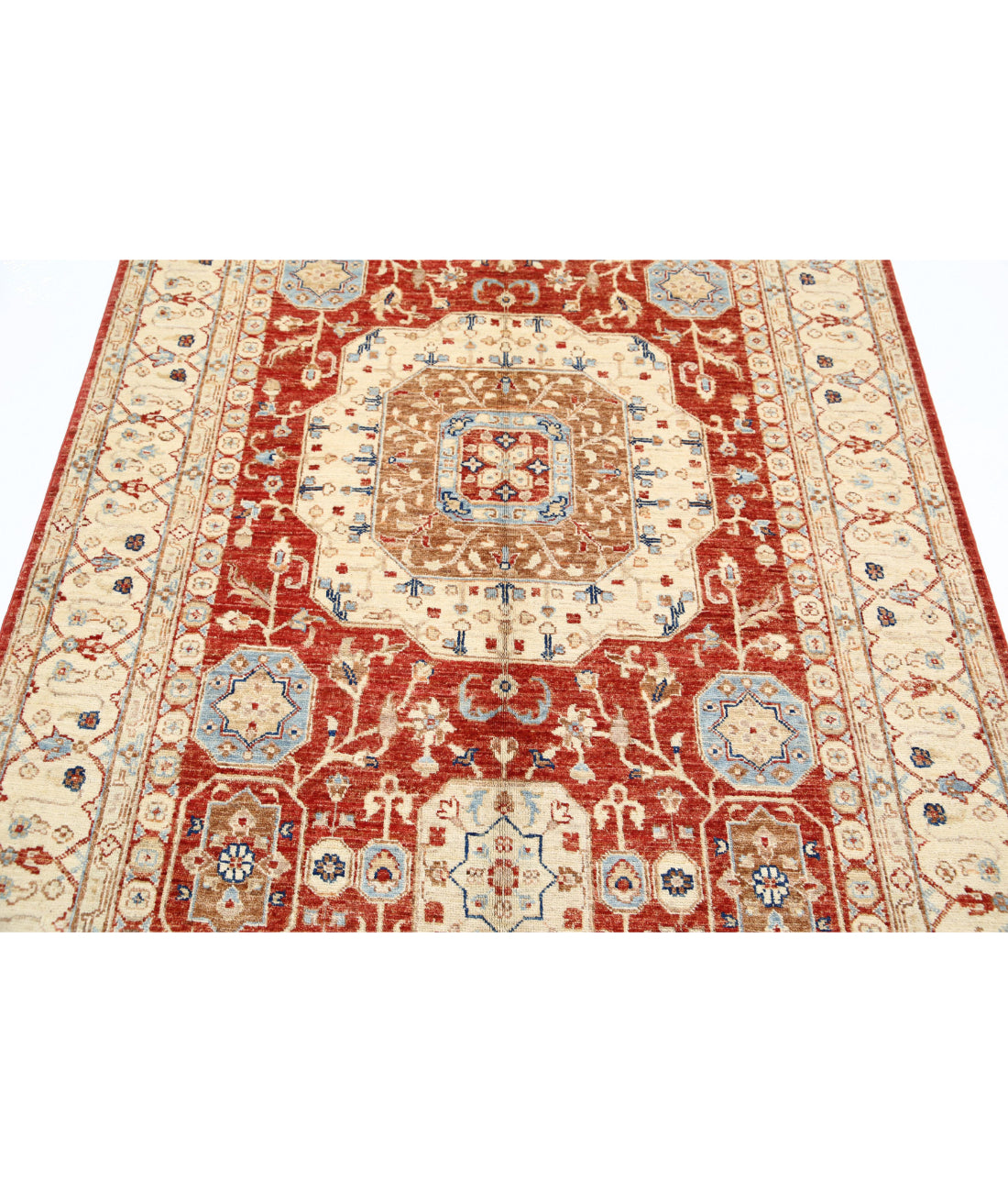 Ziegler 4'7'' X 7'0'' Hand-Knotted Wool Rug 4'7'' x 7'0'' (138 X 210) / Red / Ivory