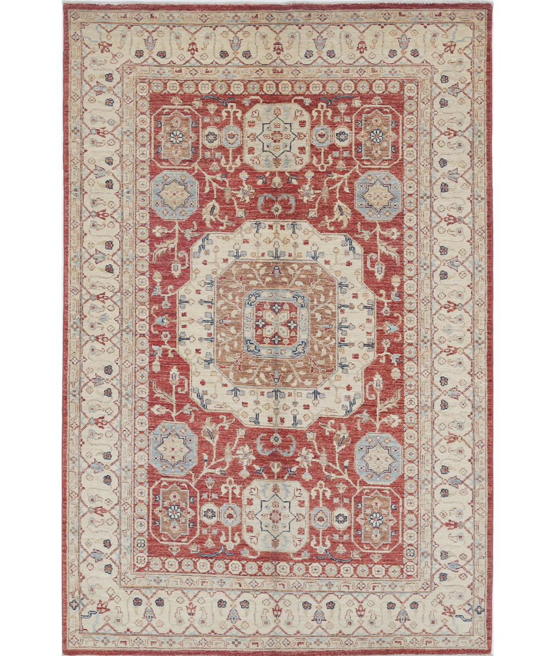 Ziegler 4'7'' X 7'0'' Hand-Knotted Wool Rug 4'7'' x 7'0'' (138 X 210) / Red / Ivory