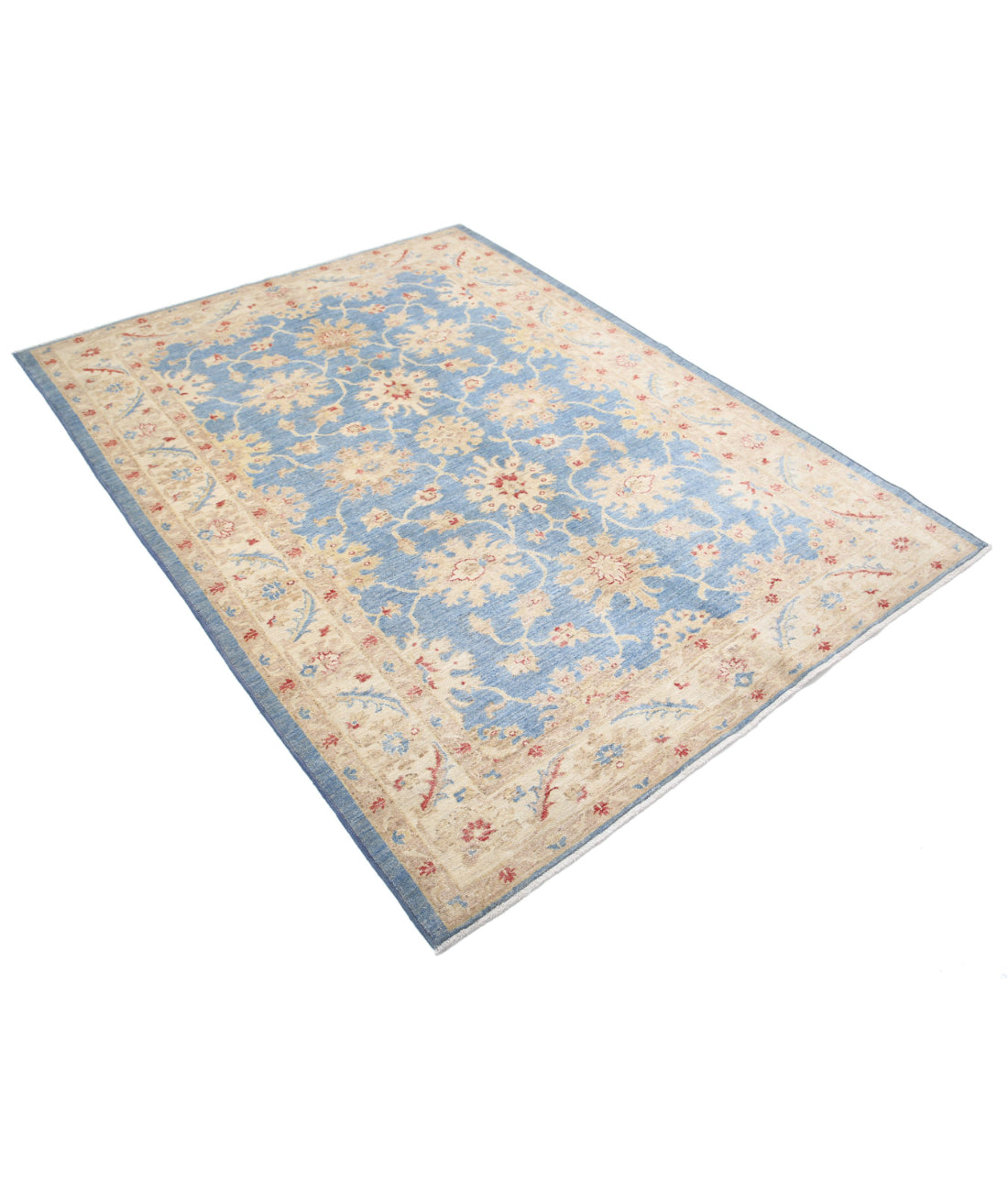 Ziegler 5'0'' X 6'8'' Hand-Knotted Wool Rug 5'0'' x 6'8'' (150 X 200) / Blue / Ivory