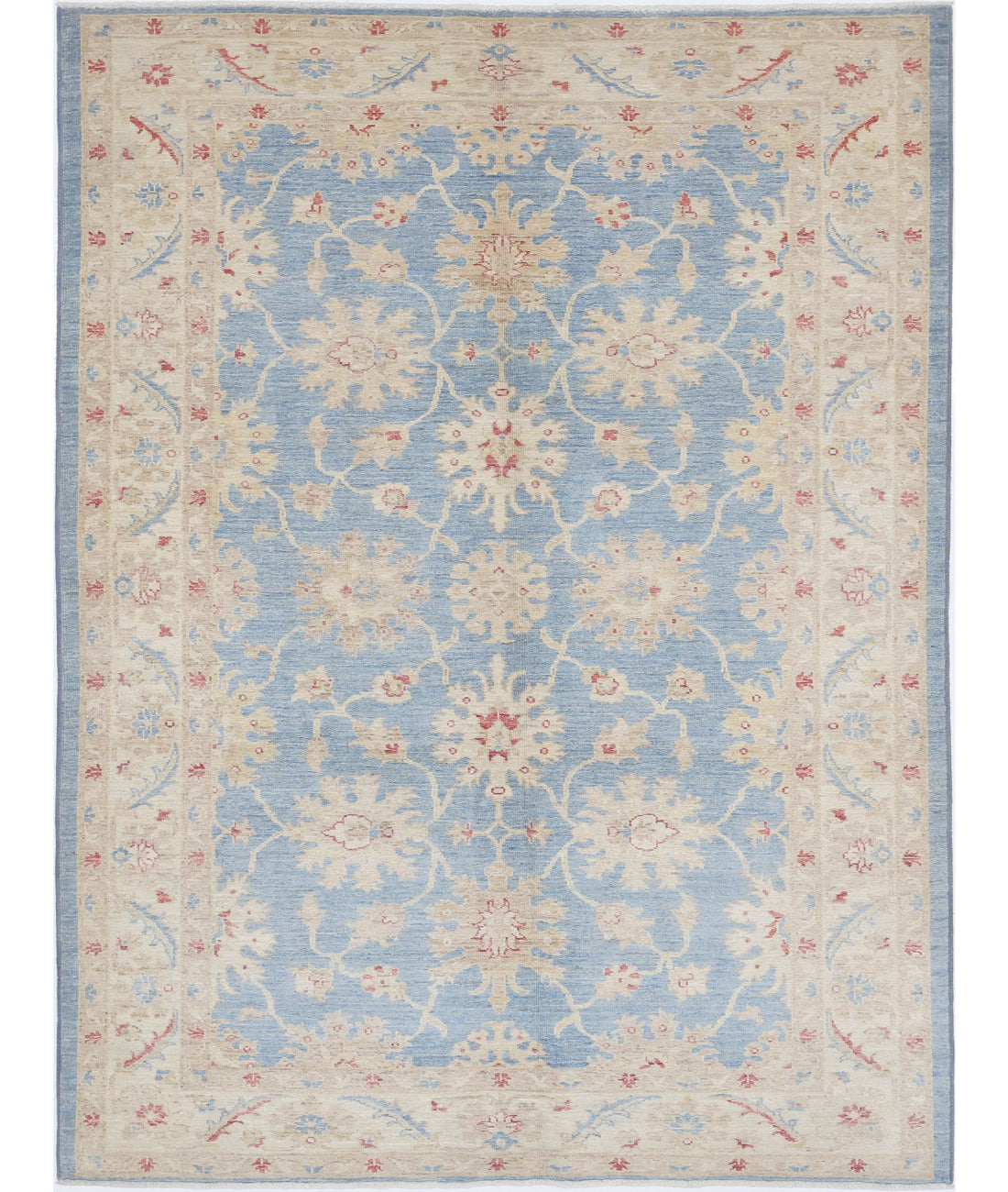 Ziegler 5'0'' X 6'8'' Hand-Knotted Wool Rug 5'0'' x 6'8'' (150 X 200) / Blue / Ivory